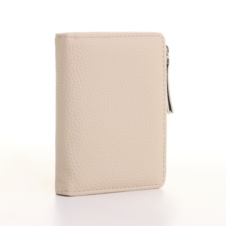 Women's wallet on the button, beige color