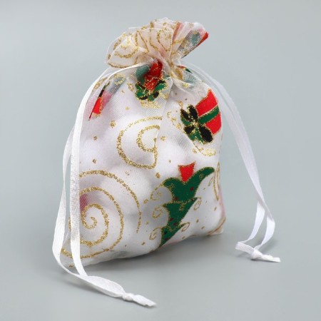 Bag Gift Organza "Golden Momns", 10 x 12 cm +/- 1.5 cm, New Year-1