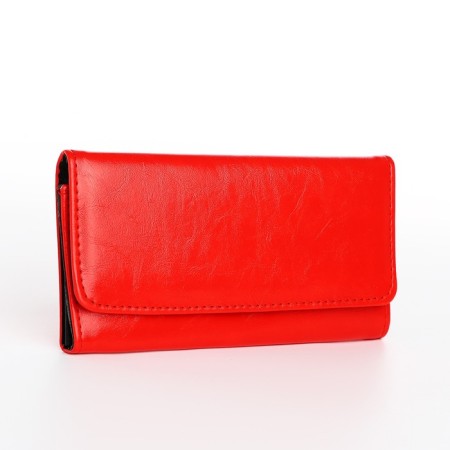 Women's wallet on the button, red color