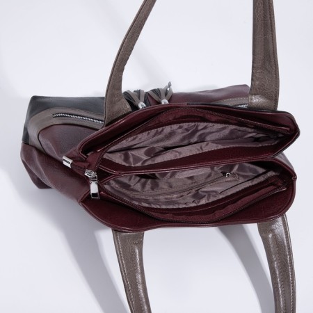 Bag-tout on zipper, dark red color-4