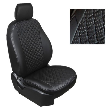 Auto-Chekhls for Peugeot 308 HB, 2007-2015, rhombus, eco-leather, set