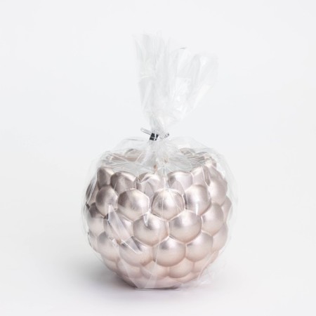 Candle "Shar" in the candlestick with convex spherical faces of gypsum, 8x7 cm, champagne-3
