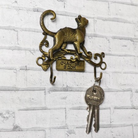 The key a wall -mounted "Happiness in the house", a cat, 9.5 x 6.9 cm.-1