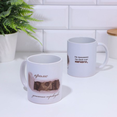 Sublimation mug "I do not accept anything on my account", with the application