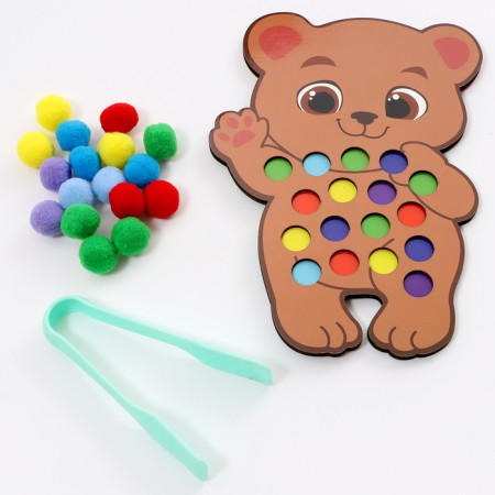 Different sorter "Bear" with pompons and tweezers, 15 x 21 cm-4