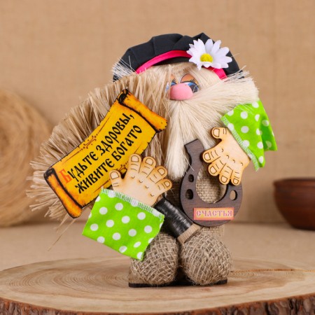Orester-Domova "Kuzya in a cap, with a broom and a horseshoe", 23x25x13 cm mix-5