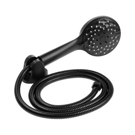 Bath mixer Zein Z3890, single -leaf, watering can 3 modes, hose, holder, black/Gold-9