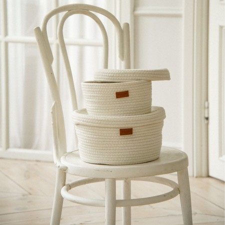 Basket for storage branded handmade shade “Bell”, 25 × 25 × 13.5 cm, small, white color-8