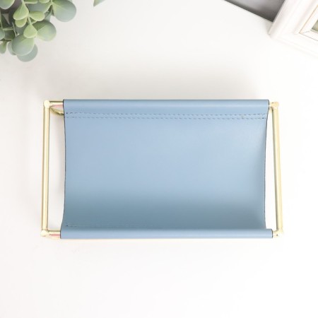 Steam for trifles metal, leatherette "Scandy" gray-blue 21x12x5 cm-1