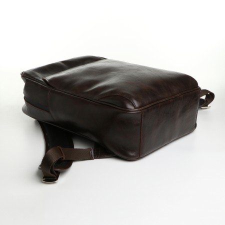 City backpack made of genuine leather with lightning, igermann, brown color-2