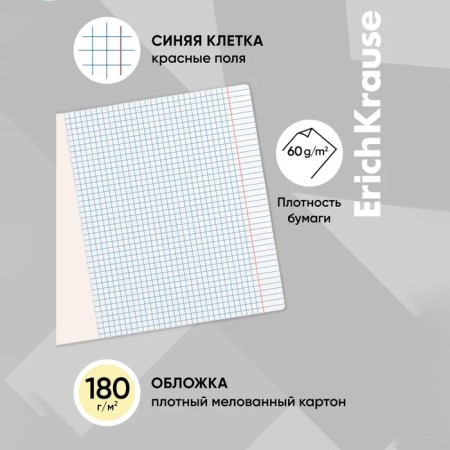 A notebook of 18 sheets in the Erichkrause “Classic”, the cover coated cardboard, an offset block, whiteness 100%, yellow-1