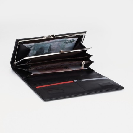 Women's wallet on magnets, black color-3
