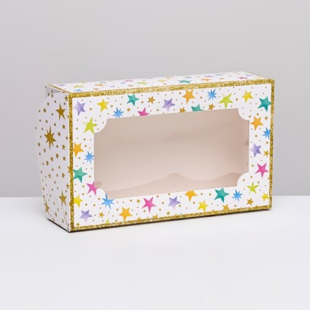 Folding box with a window for a marshmallow "Bright Star", 25 x 15 x 7 cm-1