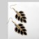 Earrings hanging "leaves" duo, golden-black color, 6 cm
