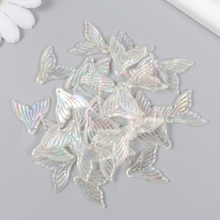 Decor for creativity plastic "tail" pearl, transparent set 30 pcs 2x2 cm-2