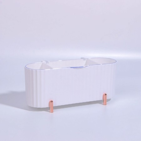 Organizer for storage, with a lid, 3 sections, 21 × 8 × 9 cm, white/pink-gold color-5