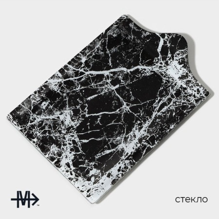 Glass Serving Magistro "Marble", 26.5 × 17.5 × 2 cm, black color-1