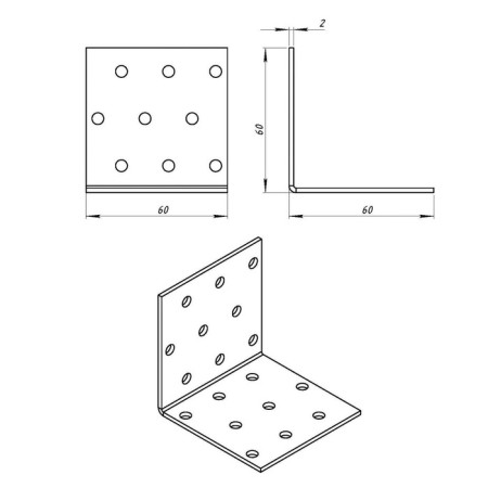 Corner Fitty tundra 60x60x60x2 mm, galvanized, in the package of 1 pc.-4