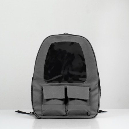 A backpack for carrying animals with a viewing window, gray-1