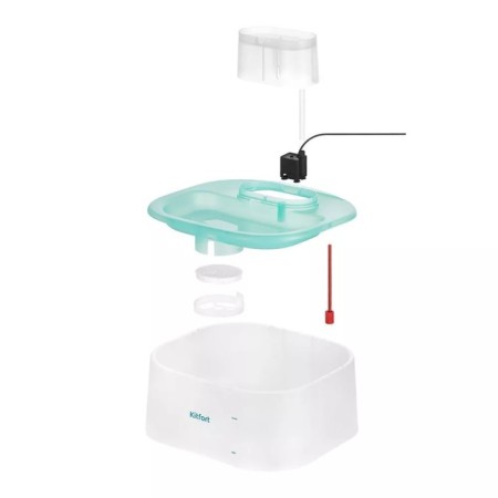 Animal fountain KitFort KT-6365, 5 W, 6 l, backlight, white and turquoise-5