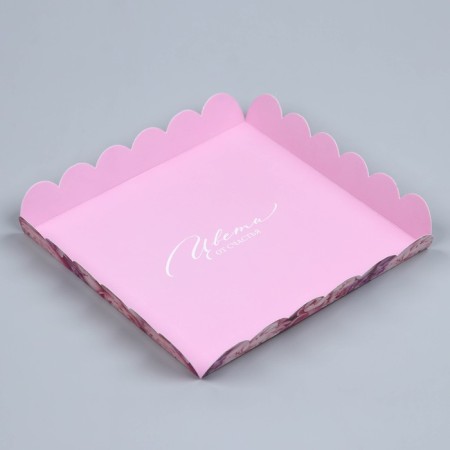 Cookie box, confectionery packaging with PVC lid, “Blow with happiness”, 21 x 21 x 3 cm-3