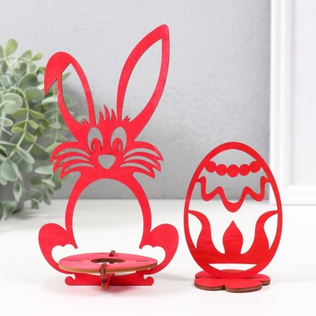 Easter decor "eggs" 6.5x4.7x9.3 cm; 9.3x6.5x17 cm (set of 5 parts) red-4