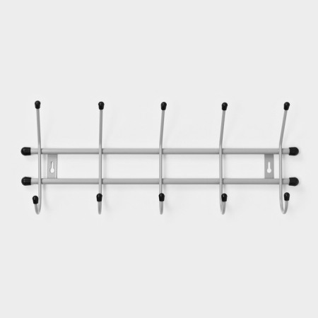 Wall hanger for 5 hooks “Standard 5”, 45 × 18 × 8 cm, color gray metallic-2