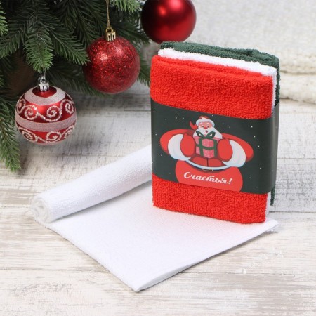 Set of terry towels Ethel "Happiness" 30x30 cm - 3 pcs, 340 g/m2, 100% cotton