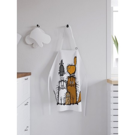 Apron kitchen with a photo print "Family of cats", adjustable, size OS-1