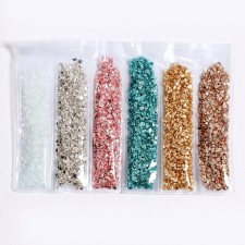 Glass chips for epoxy resin, set of 6 colors, weight 1 color - 5 g