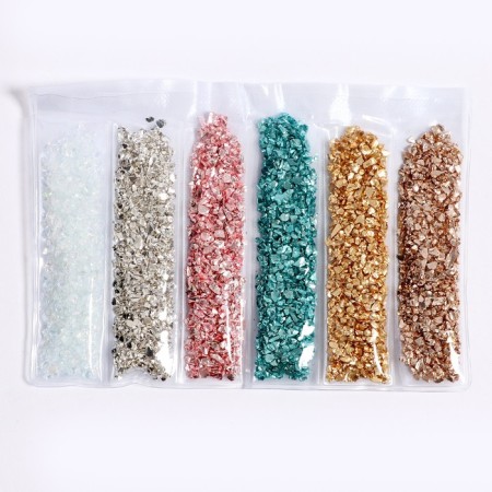 Glass chips for epoxy resin, set of 6 colors, weight 1 color - 5 g