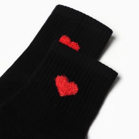 Children's socks "heart" minku, black color, 16-18 cm-1
