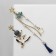 Earrings with pearls "Japan" stork and stars, colored in gold