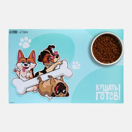 Коврик под миску нескользящий «Кушать готов!», 43х28 см-7