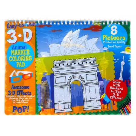 Coloring book “Sights” Street Streets 12 centers, 3D glasses, water bottle-3