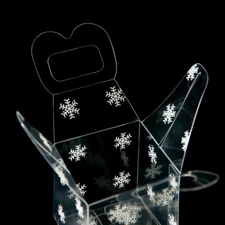 New Year. Box gift New Year's folding PVC "Snowflakes" 5 x 5 x 5 cm.-6