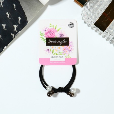 Hair gum "Valeria" beads, 6 cm, black