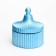Candle "Dome" in a candlestick with narrow faces of gypsum with a lid, 7.5x9 cm, blue