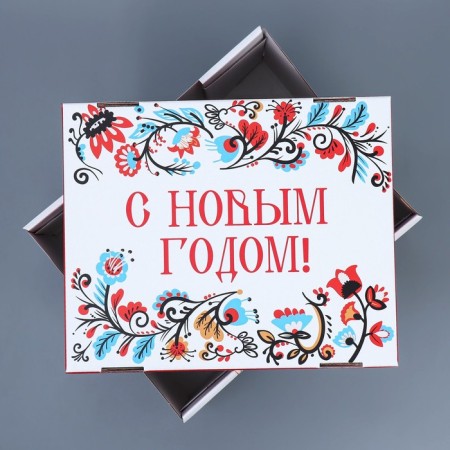 Folk box "People", 31.2 x 25.6 x 16.1 cm, New Year-2