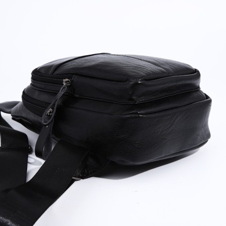 Male sling bag, artificial leather, black color-3