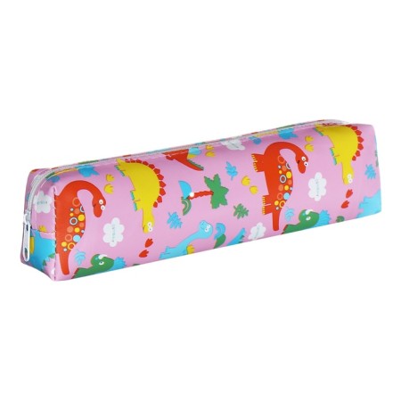 School Penal on the zipper Calligrata "dinosaurs", pink