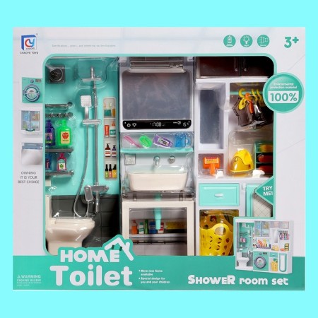 A set of furniture for dolls "Bathroom": bathroom, sink, dressing room-15