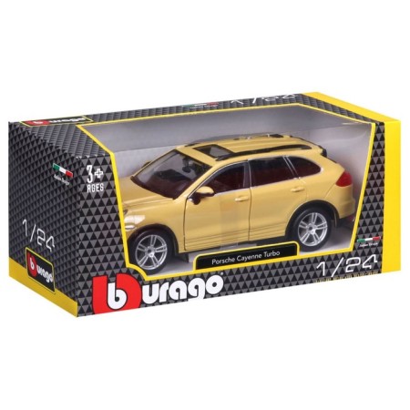 BBURAGO Porsche Cayenne Turbo, Die-Cast, 1:24, opening doors, yellow color.-12