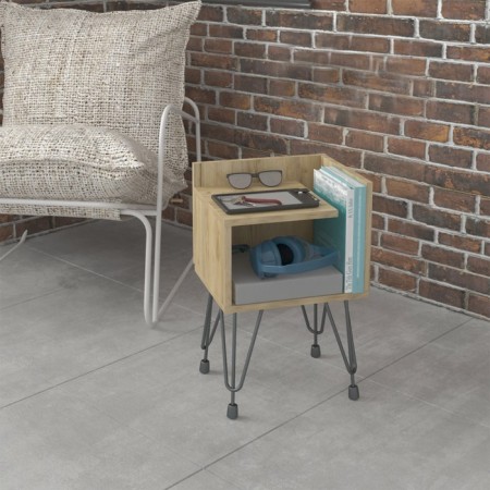 Bedside table Liverpool 35x35x48 cm, oak craf gold, black