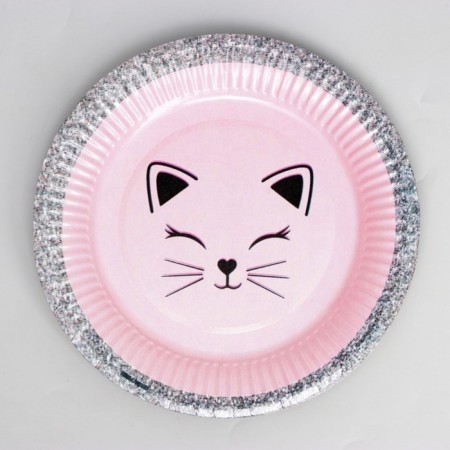 A set of paper utensils "Kithechka": 6 plates, 6 glasses, 6 caps, garland-3