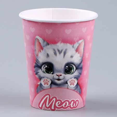 A set of paper dishes is a disposable cat ": 6 plates, 1 garland, 6 glasses-7
