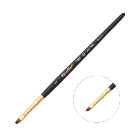 RUBLOFF brush synthetics, imitation column, oval, series 1S65 No. 6, short black matte handle, yellow clip
