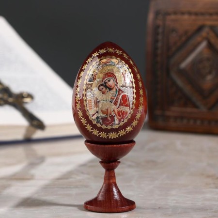 Souvenir egg on the stand icon "God's Mother of God is worthy"-3