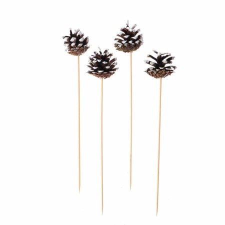 New Year's decor "White cones on a skewer" 4 pcs.-1