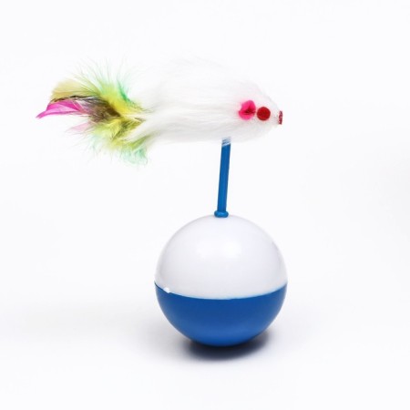 The mouse-worship of artificial fur on the ball, 11 x 5 cm blue/white-2